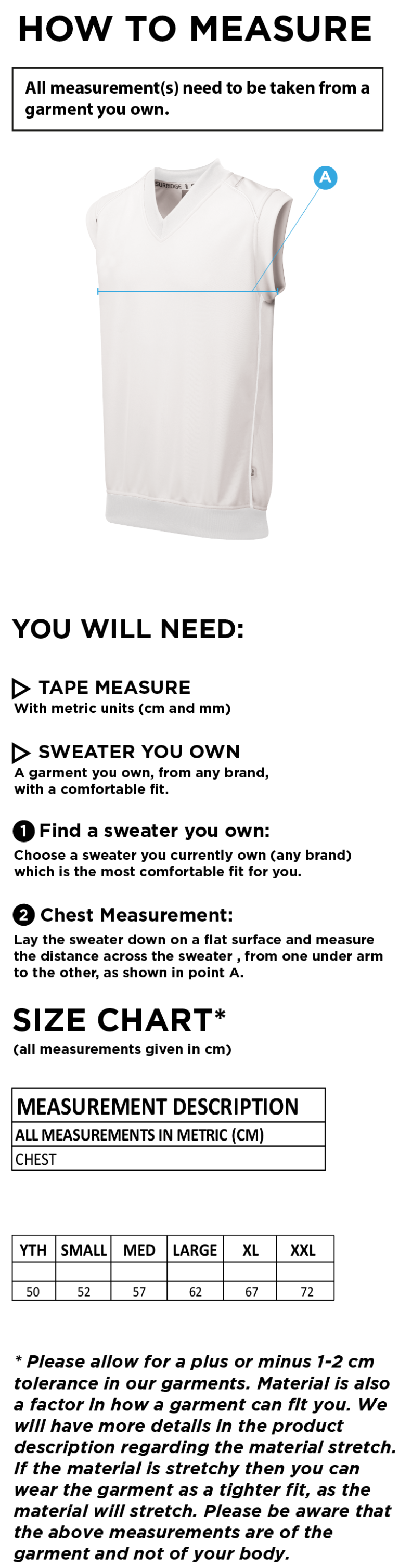 Eridge CC - Curve Sleeveless Sweater - Size Guide