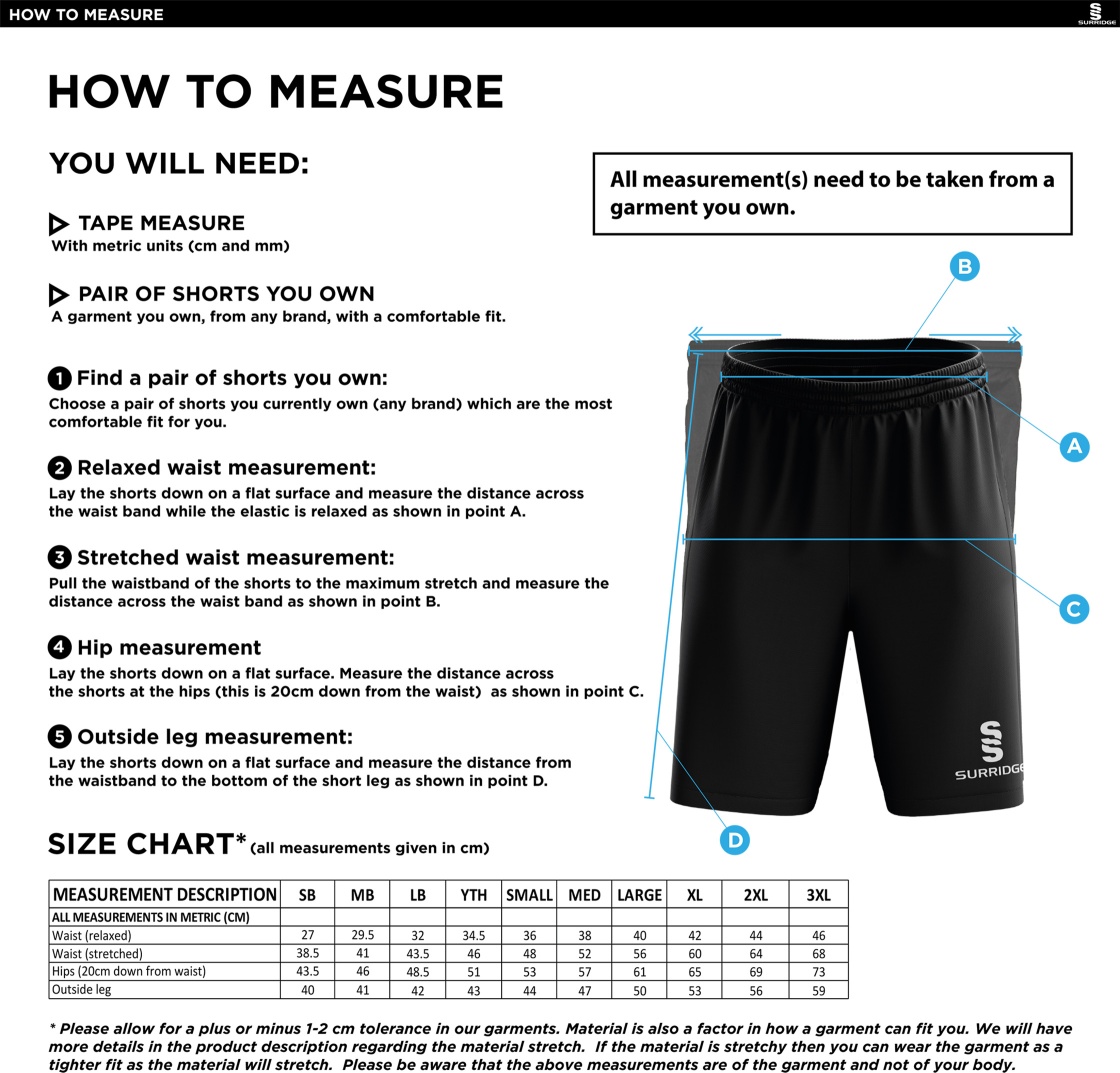 Eridge CC - Blade Shorts - Size Guide